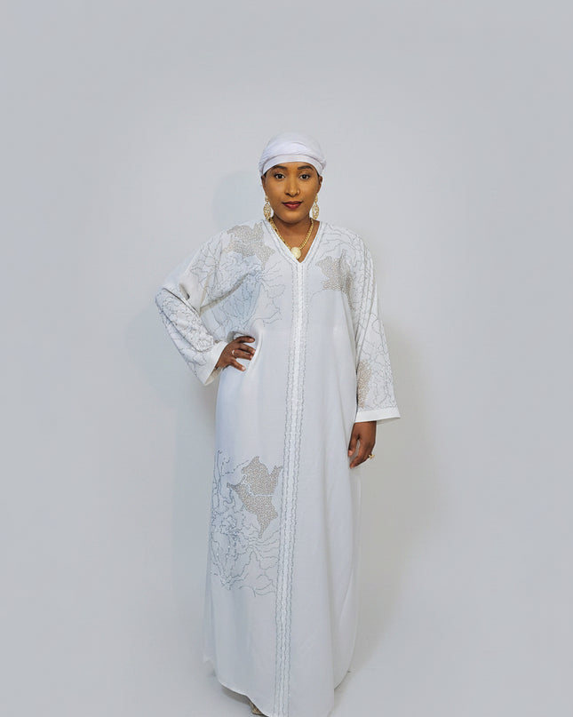 Abaya Fatou Strassée - Blanc