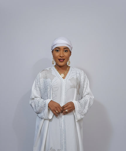 Abaya Fatou Strassée - Blanc