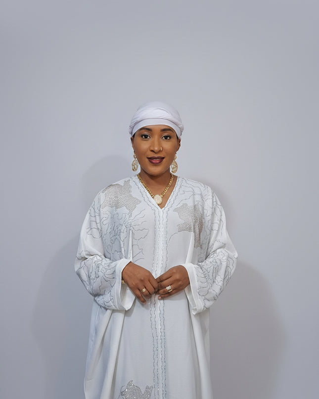 Abaya Fatou Strassée - Blanc
