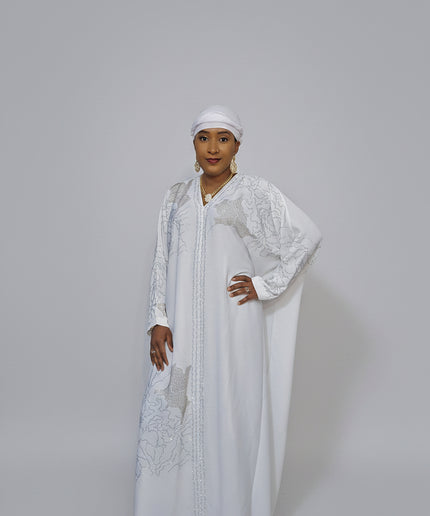 Abaya Fatou Strassée - Blanc