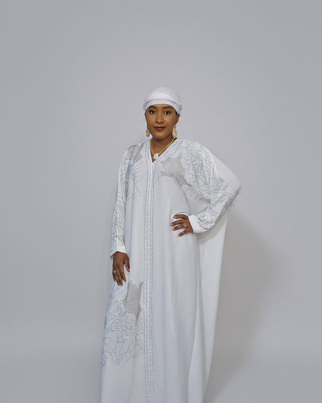 Abaya Fatou Strassée - Blanc