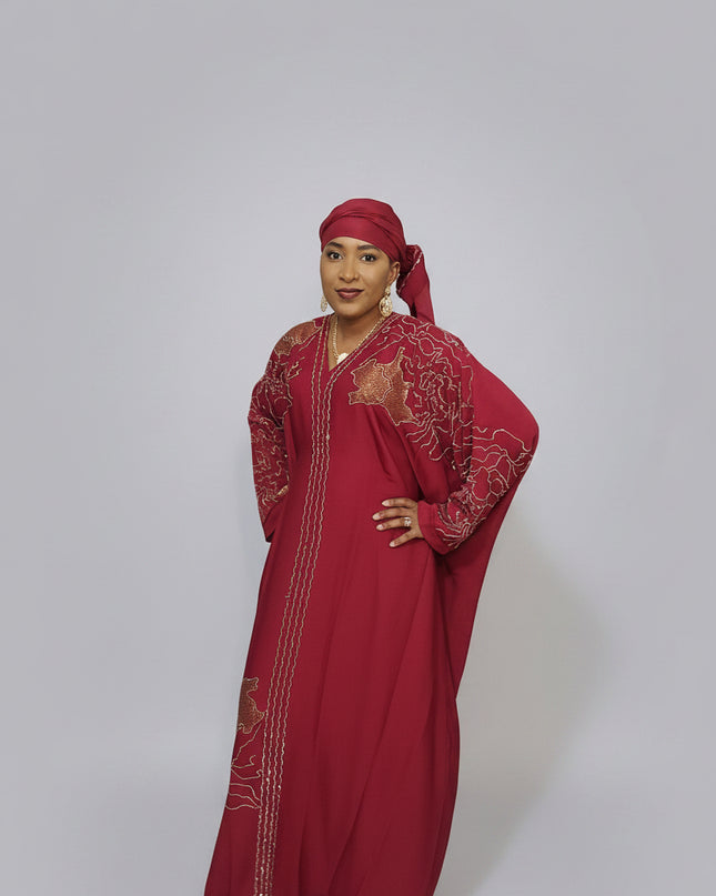 Abaya Fatou Strassée - Rouge