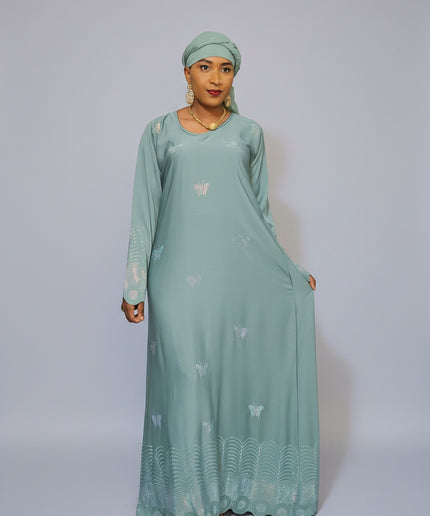 Abaya mariama strassée - Vert