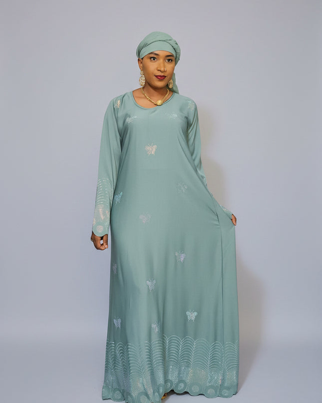 Abaya mariama strassée - Vert