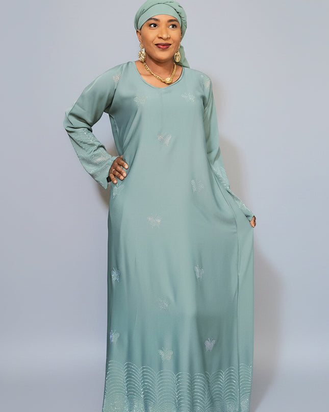 Abaya mariama strassée - Vert