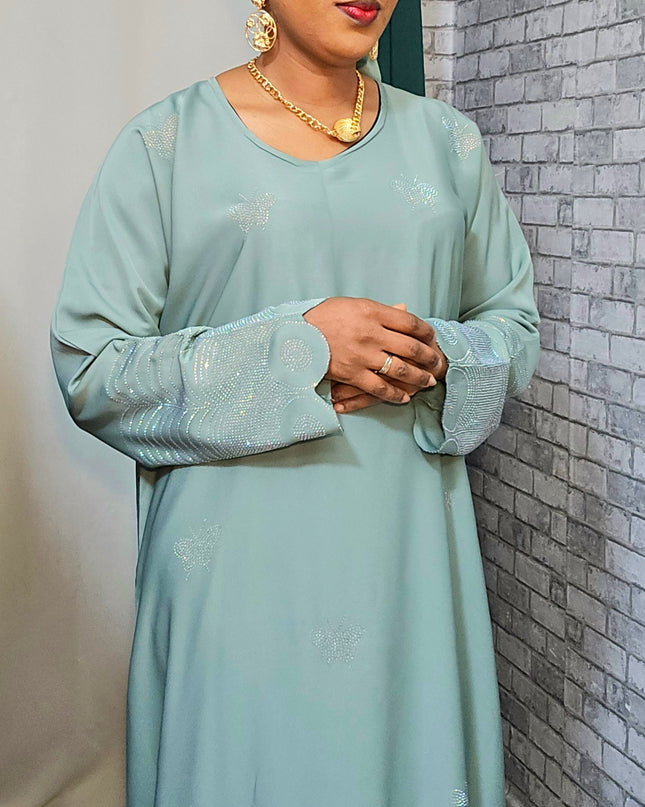Abaya mariama strassée - Vert