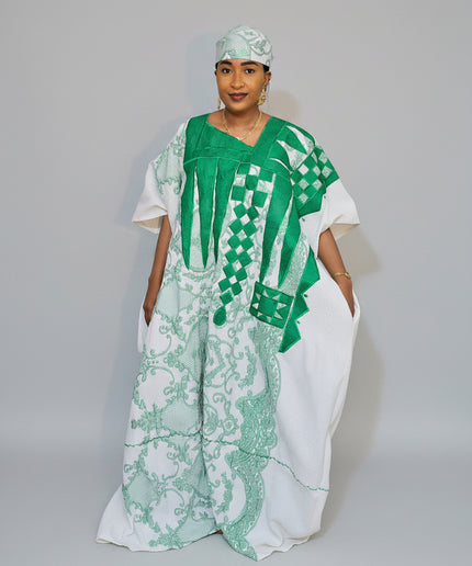 Boubou gaufré brodé - Vert