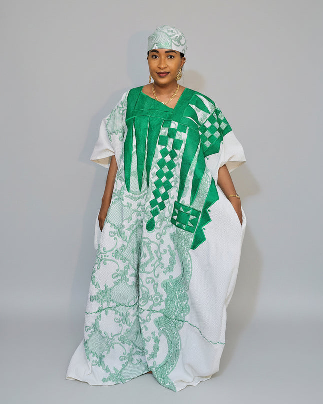Boubou gaufré brodé - Vert