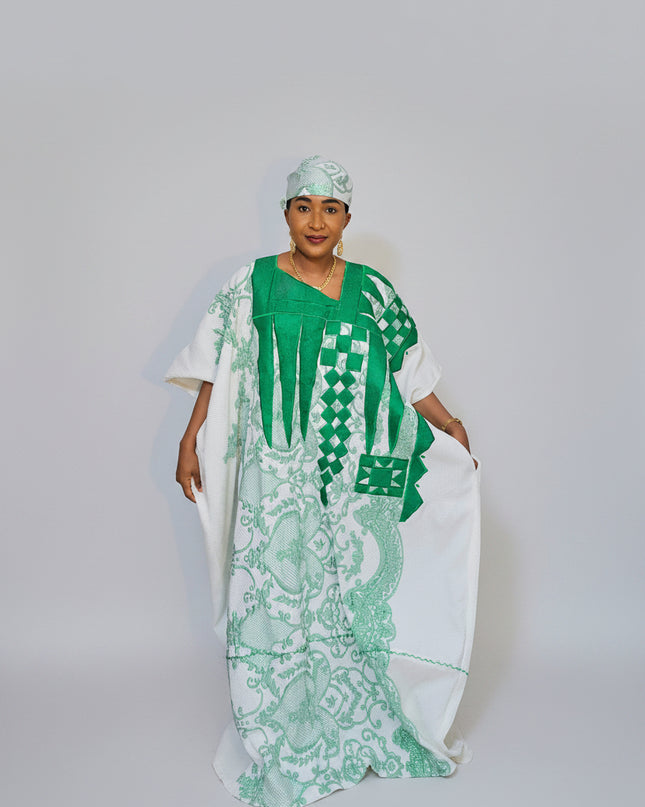 Boubou gaufré brodé - Vert