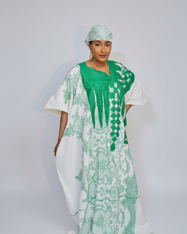 Boubou gaufré brodé - Vert