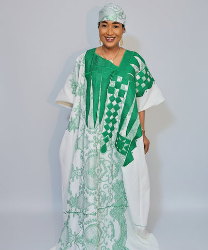 Boubou gaufré brodé - Vert