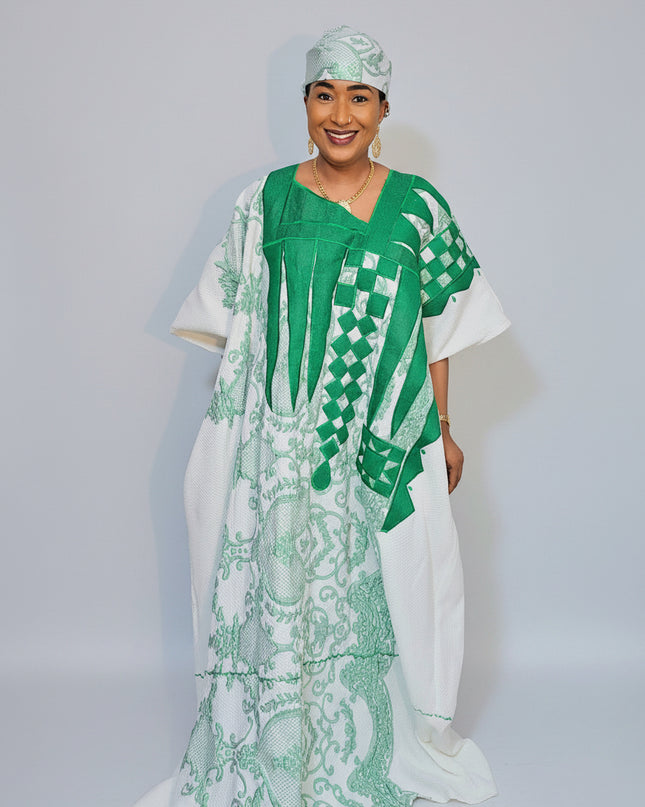 Boubou gaufré brodé - Vert