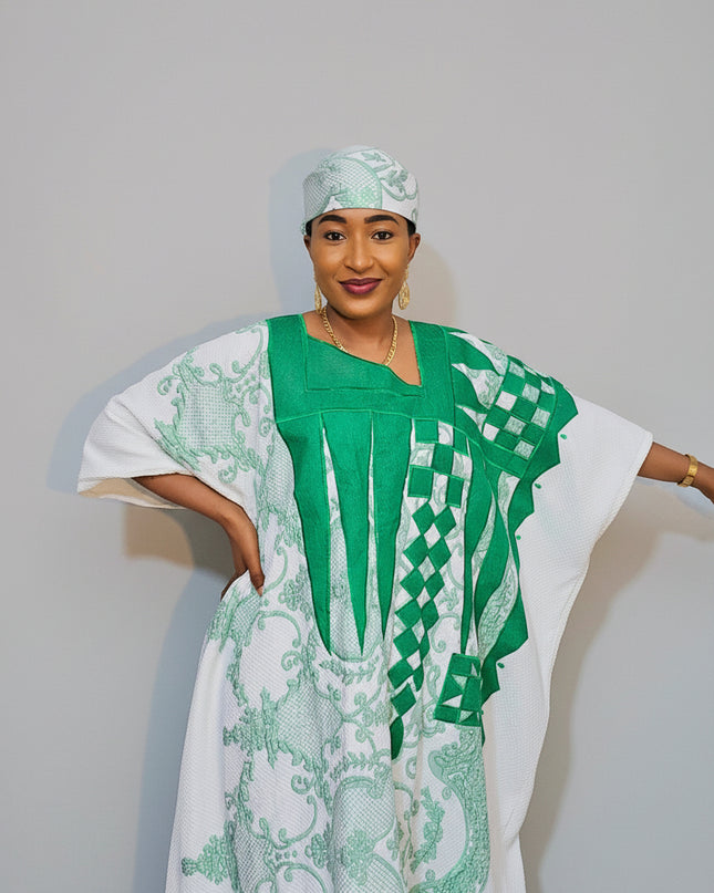 Boubou gaufré brodé - Vert