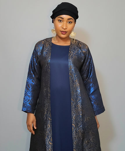 Abaya Dubai Mira  2pcs  - Bleu canard