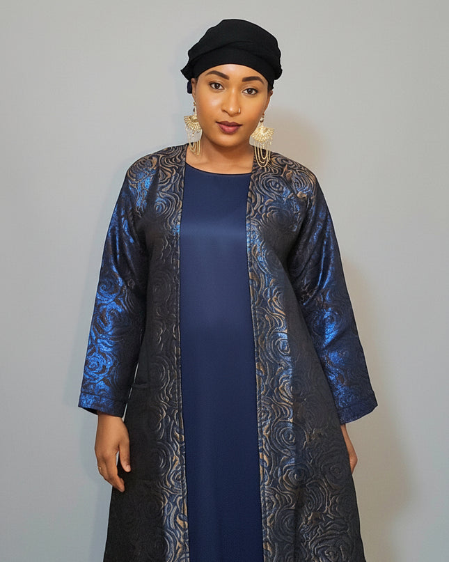 Abaya Dubai Mira  2pcs  - Bleu canard