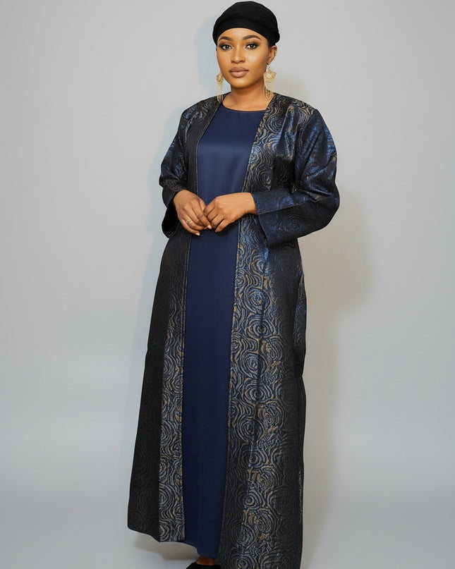 Abaya Dubai Mira  2pcs  - Bleu canard