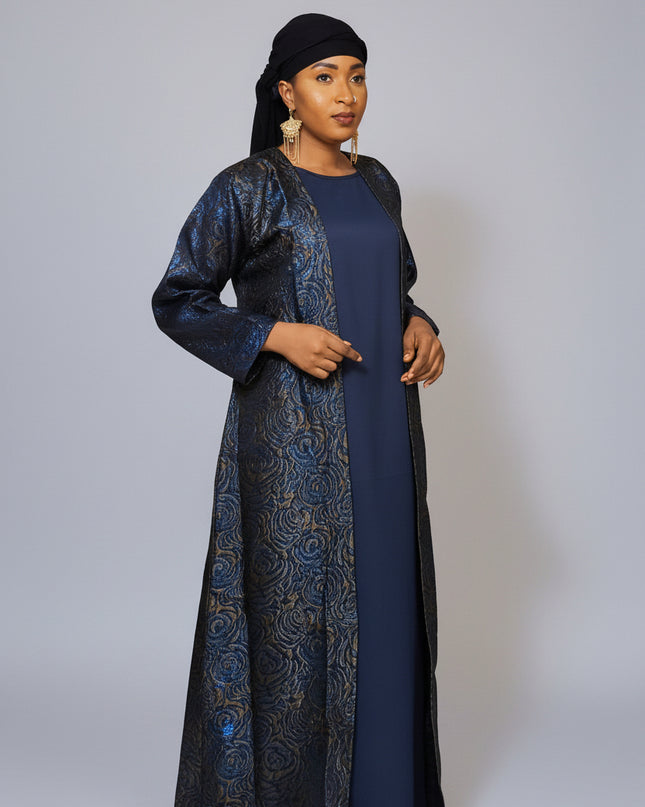 Abaya Dubai Mira  2pcs  - Bleu canard