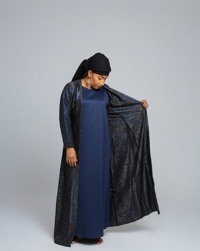 Abaya Dubai Mira  2pcs  - Bleu canard