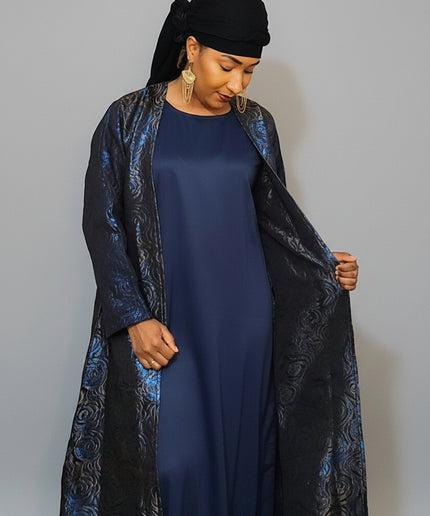 Abaya Dubai Mira  2pcs  - Bleu canard