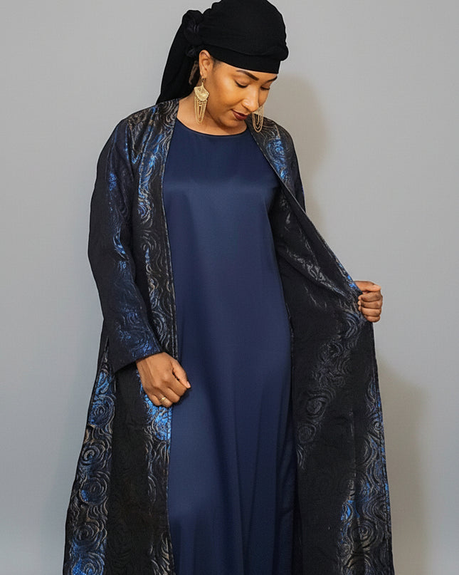 Abaya Dubai Mira  2pcs  - Bleu canard