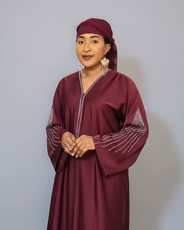 Abaya Naima Ouverte - Rouge