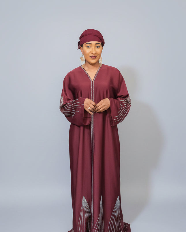 Abaya Naima Ouverte - Rouge
