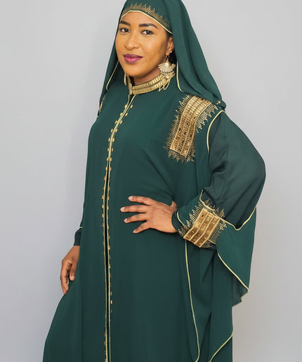 Abaya royale à capuche - Vert