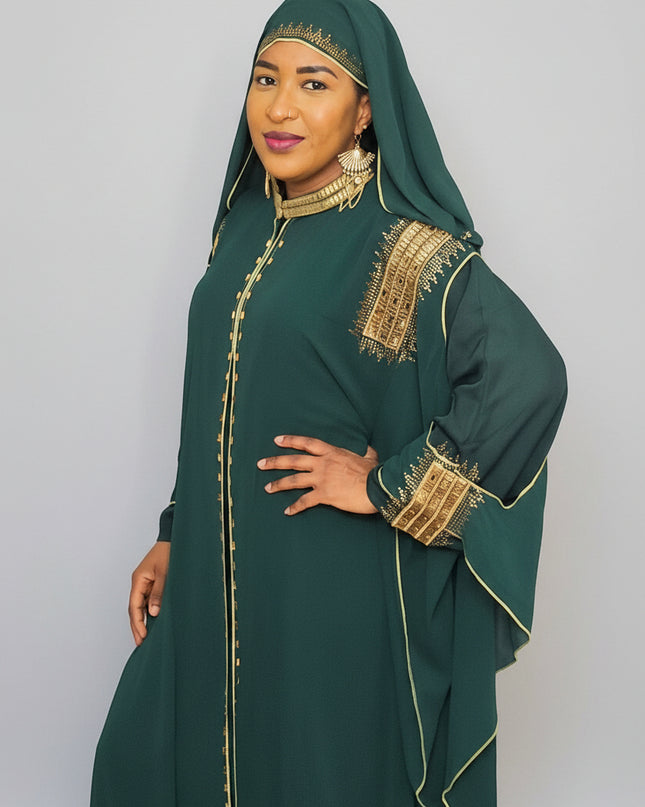 Abaya royale à capuche - Vert