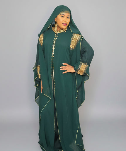 Abaya royale à capuche - Vert