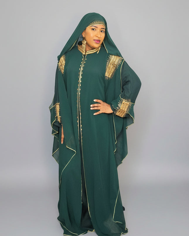 Abaya royale à capuche - Vert