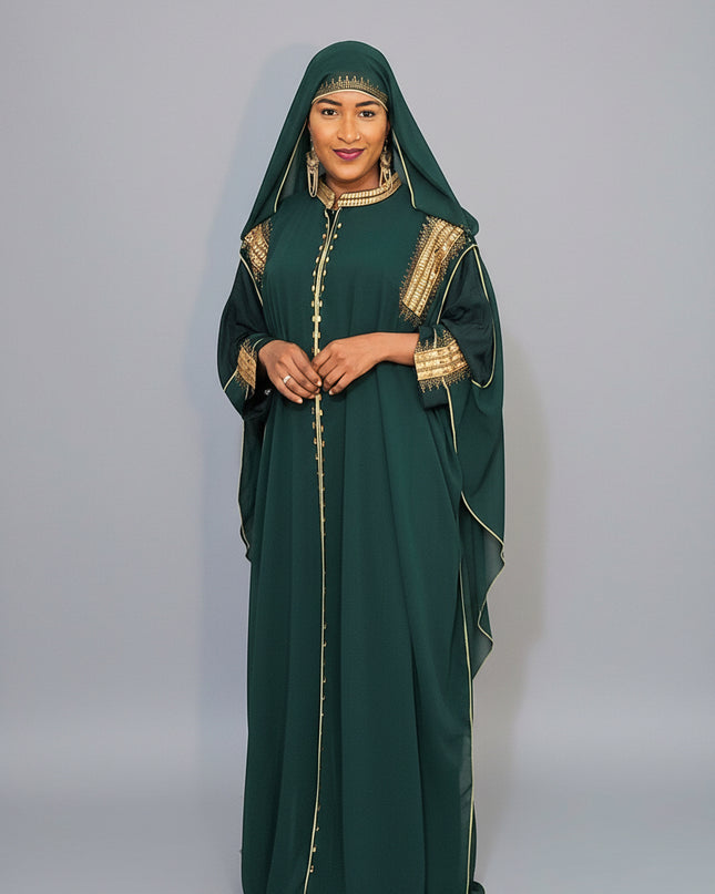 Abaya royale à capuche - Vert