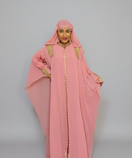 Abaya royale à capuche - Rose