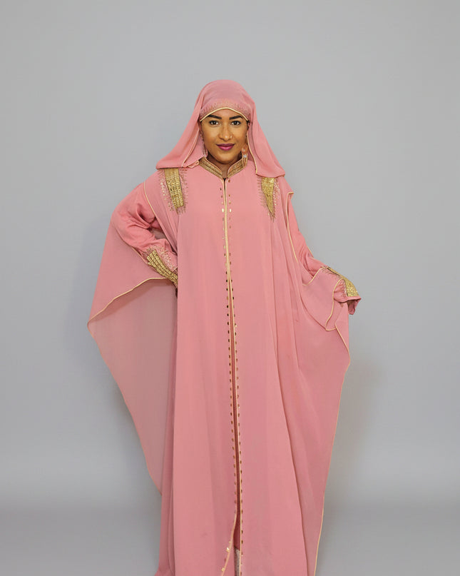 Abaya royale à capuche - Rose