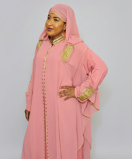 Abaya royale à capuche - Rose