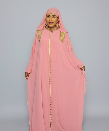 Abaya royale à capuche - Rose
