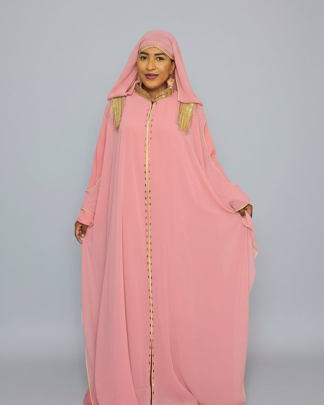 Abaya royale à capuche - Rose