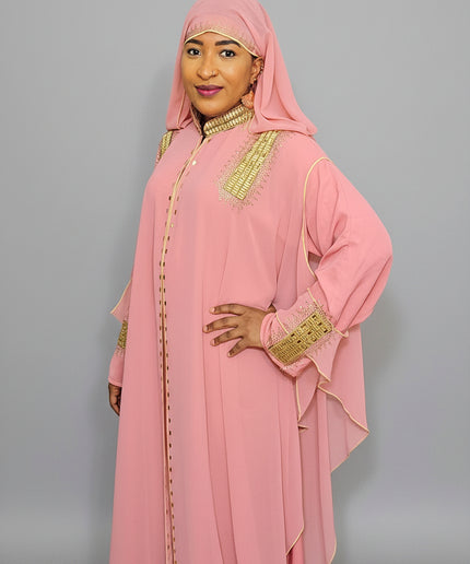Abaya royale à capuche - Rose