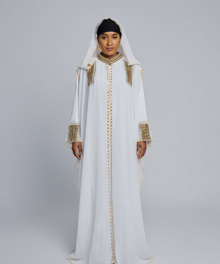 Abaya royale à capuche - Blanc