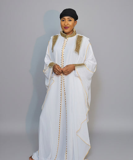 Abaya royale à capuche - Blanc