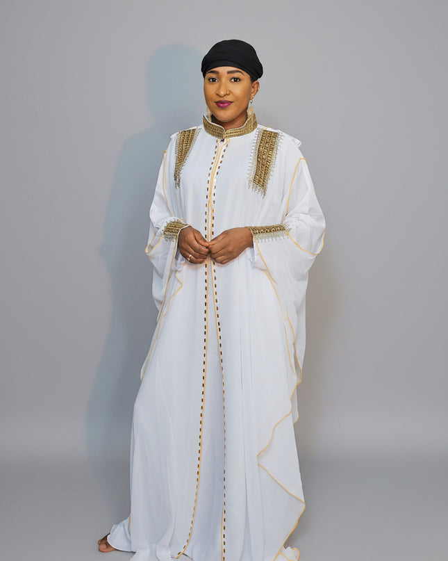 Abaya royale à capuche - Blanc