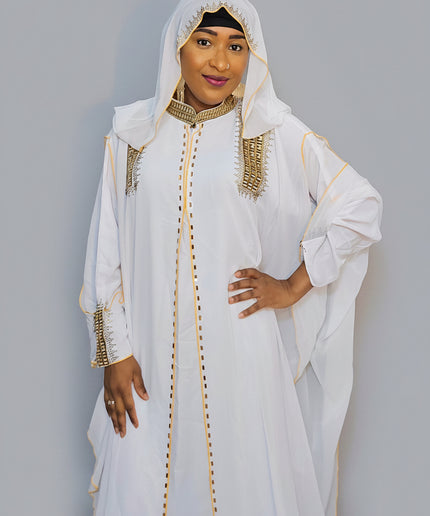 Abaya royale à capuche - Blanc