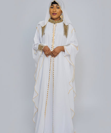 Abaya royale à capuche - Blanc