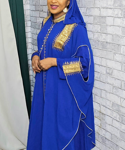 Abaya royale à capuche - Bleu roi