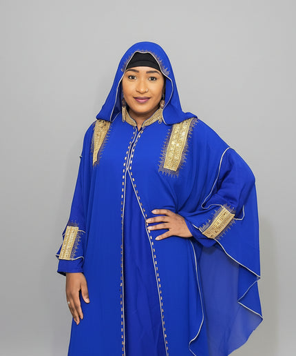 Abaya royale à capuche - Bleu roi