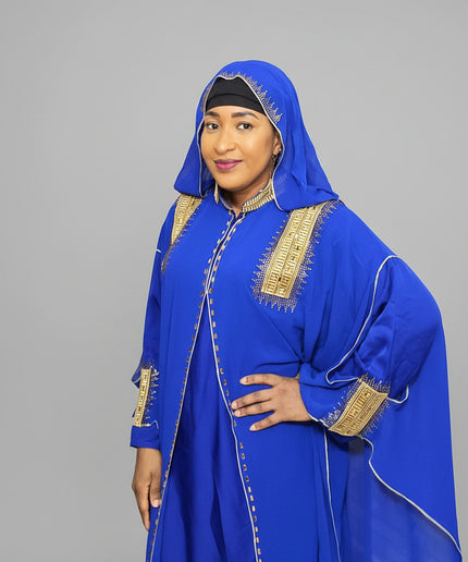 Abaya royale à capuche - Bleu roi
