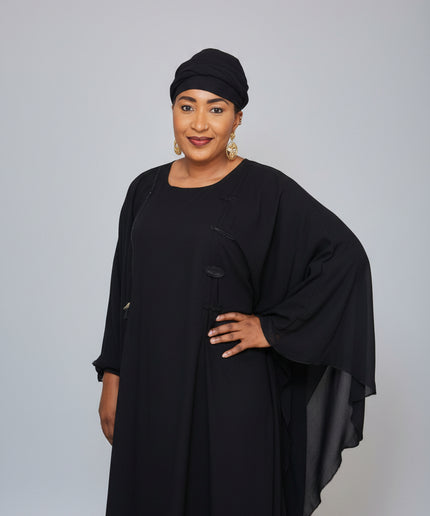 Abaya dubai double plissé - Noir