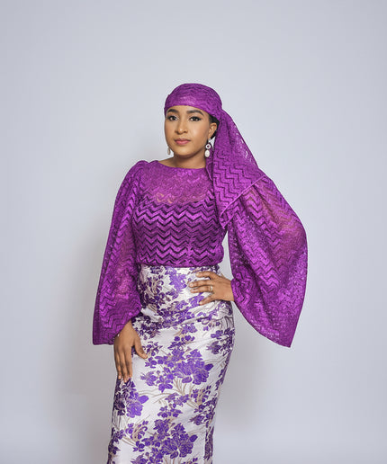 Ensemble brocart jupe - Violet