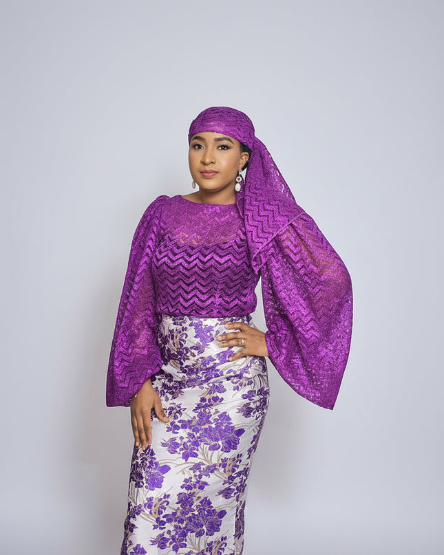 Ensemble brocart jupe - Violet