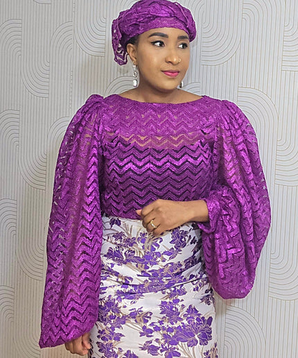 Ensemble brocart jupe - Violet