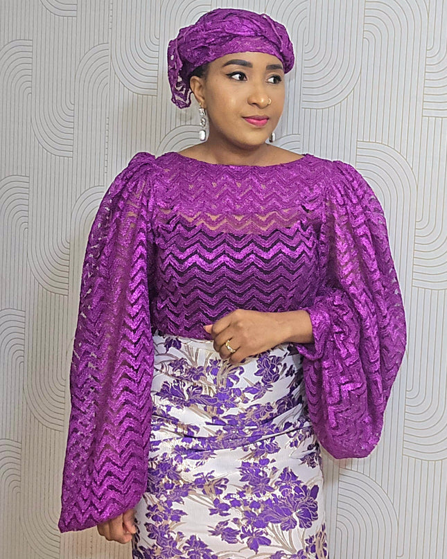 Ensemble brocart jupe - Violet